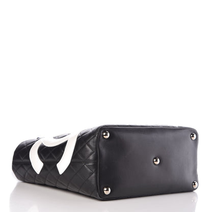 Chanel Calfskin Quilted Large Cambon Tote Black White 4 of 15