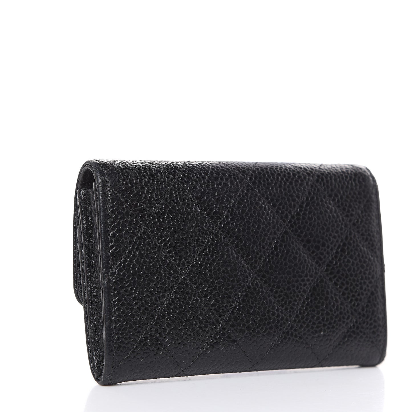 Caviar Quilted Flap Card Holder Black