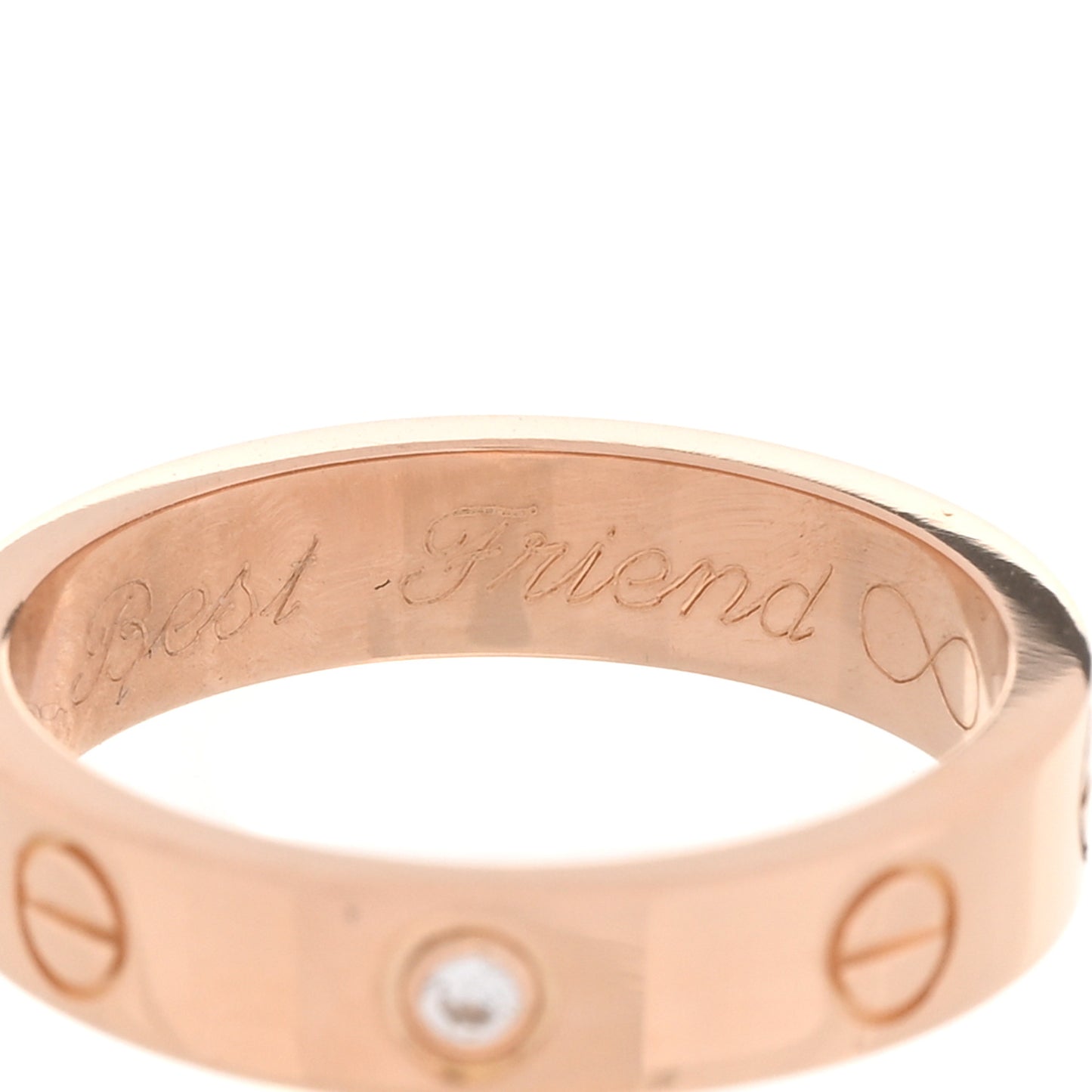 18K Pink Gold Diamond 4mm LOVE Wedding Band Ring 51 5.75