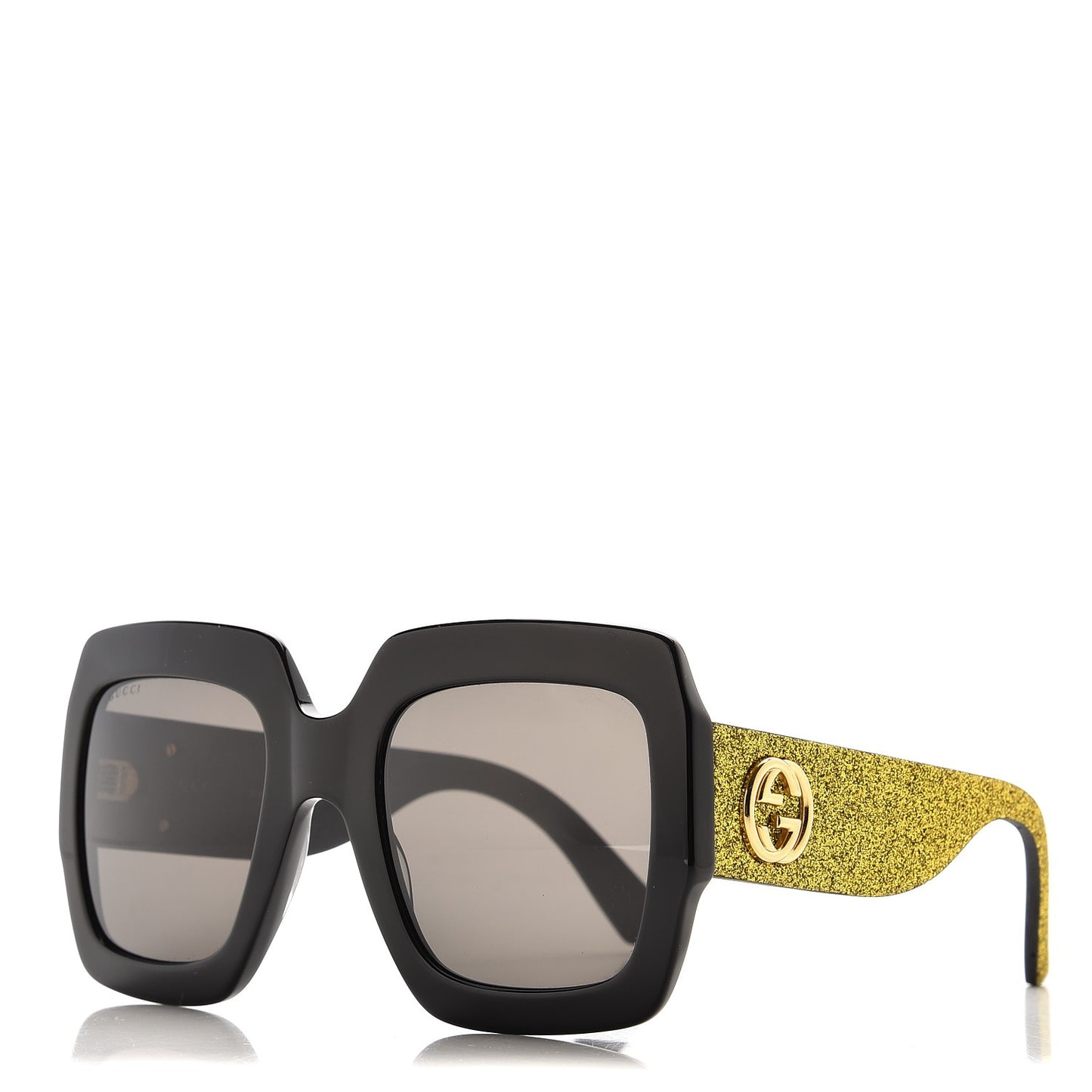 Square Frame GG0102S Sunglasses Glitter Gold