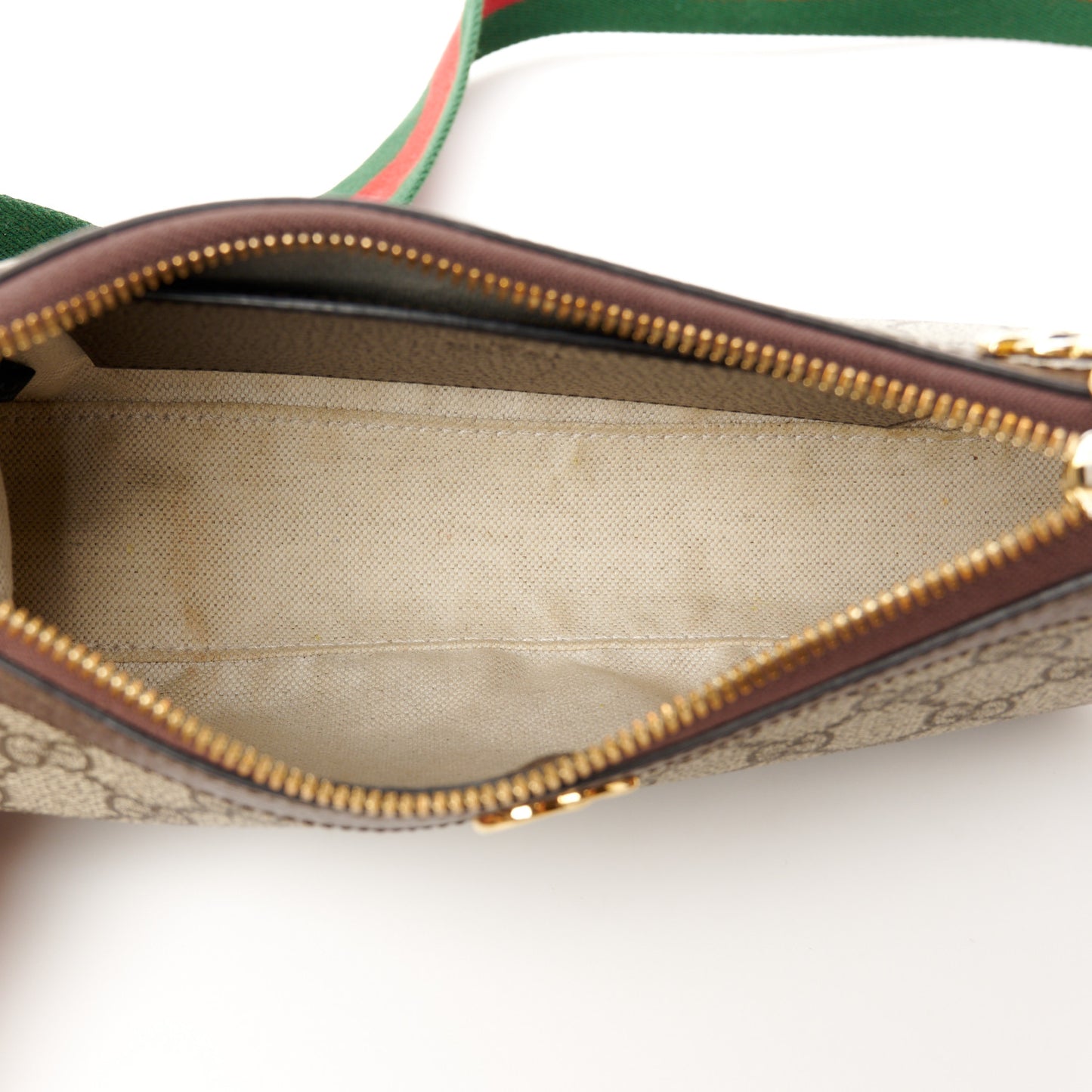 GG Supreme Monogram Textured Dollar Calfskin Web Small Ophidia GG Handbag Beige Ebony New Acero