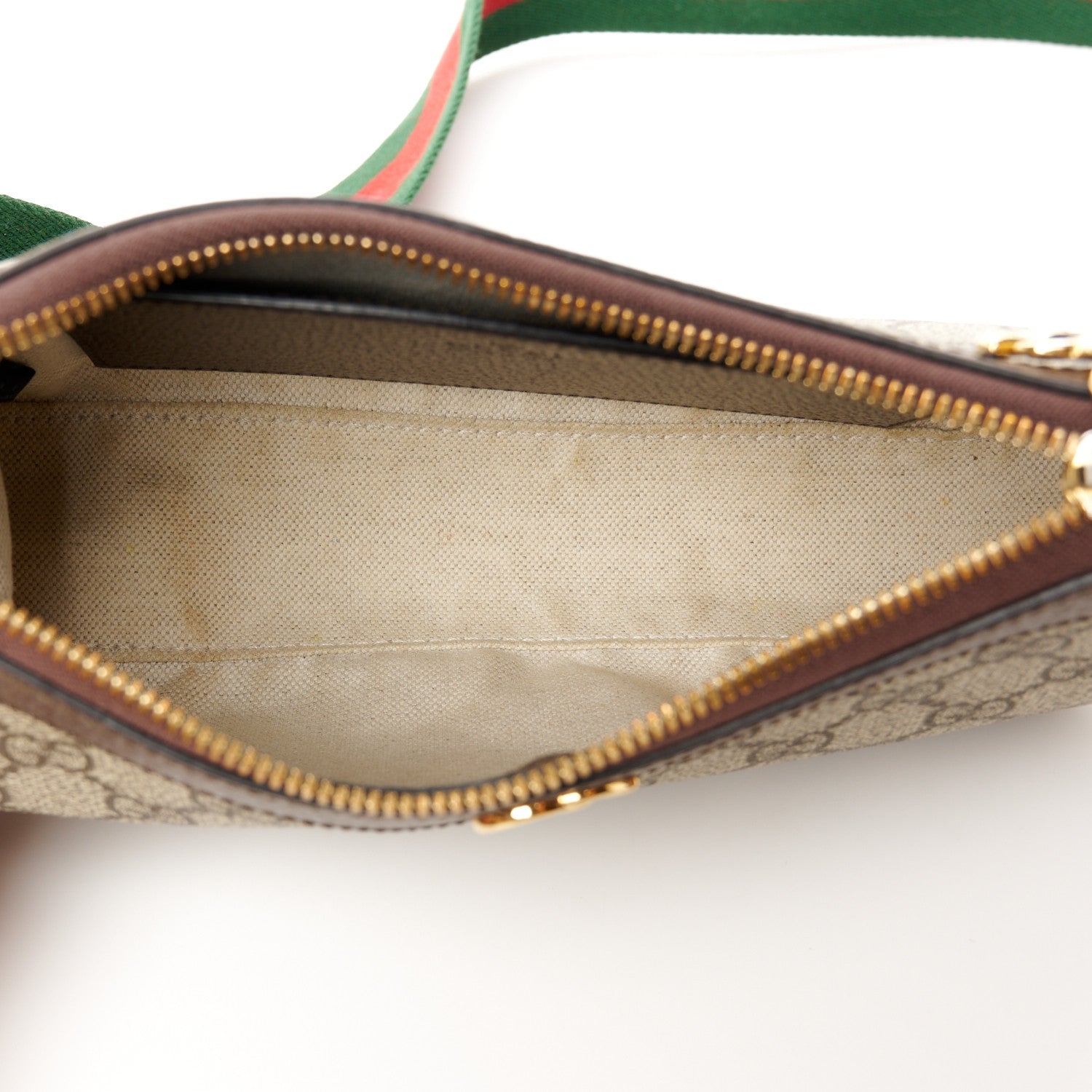 Gucci GG Supreme Monogram Textured Dollar Calfskin Web Small Ophidia GG Handbag Beige Ebony New Acero 5 of 12