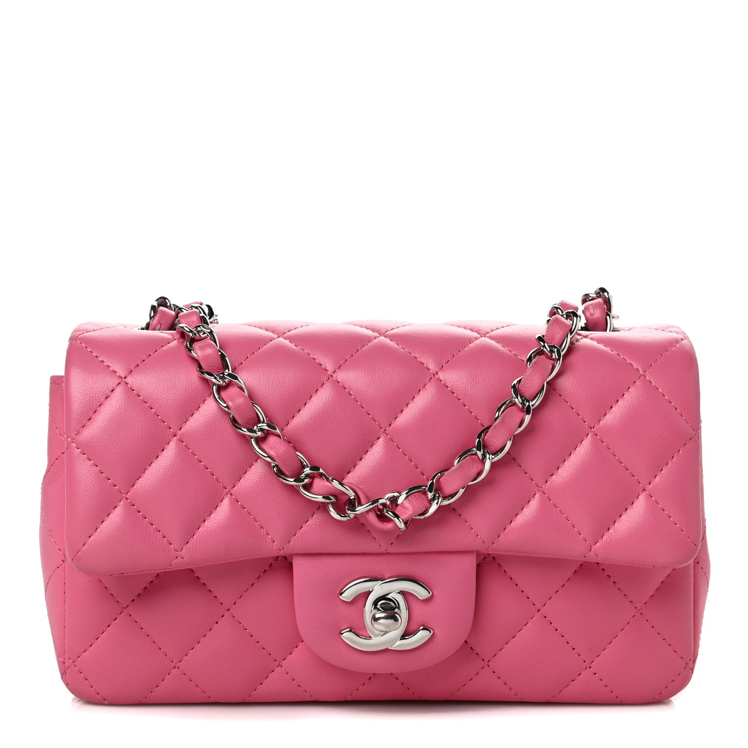 Chanel Lambskin Quilted Mini Rectangular Flap Fuchsia 1 of 7