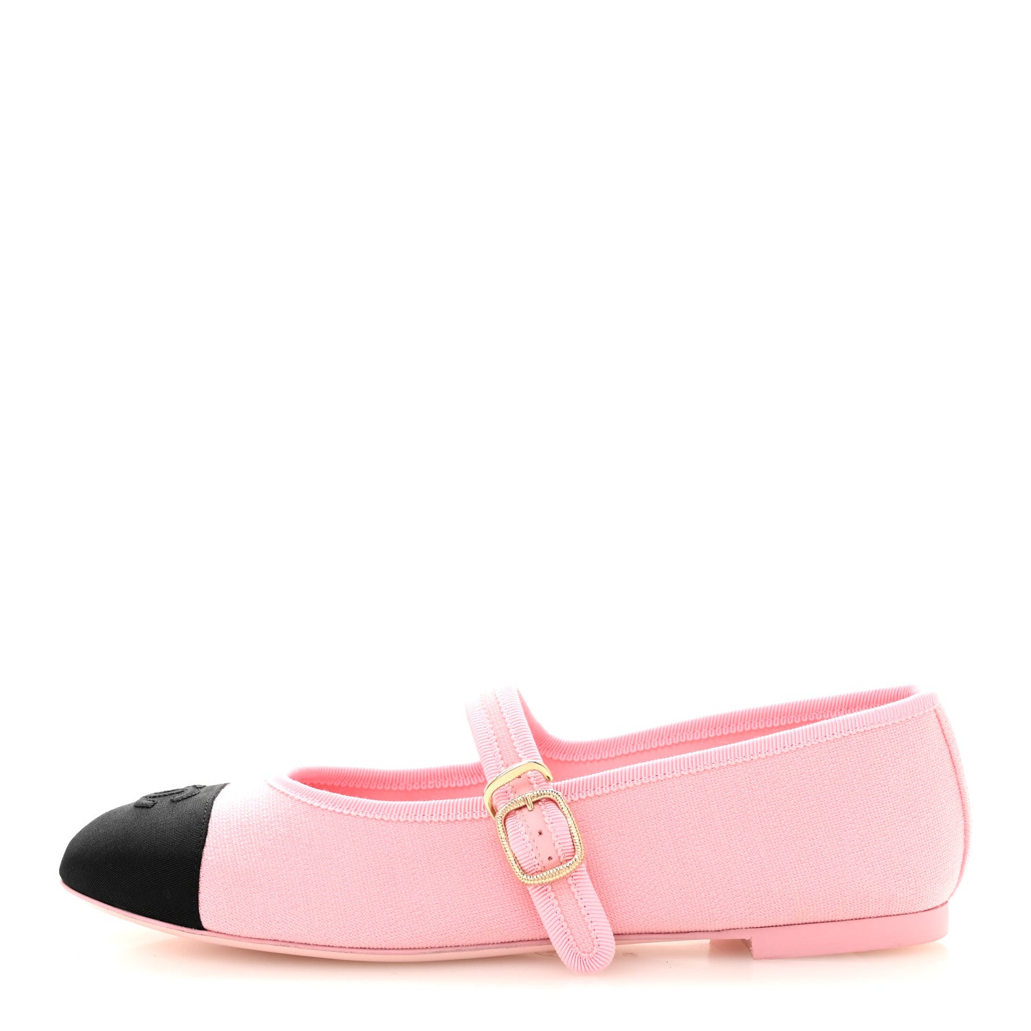 Chanel Fabric Grosgrain Mary Jane Flats 40 Light Pink Black 1 of 10