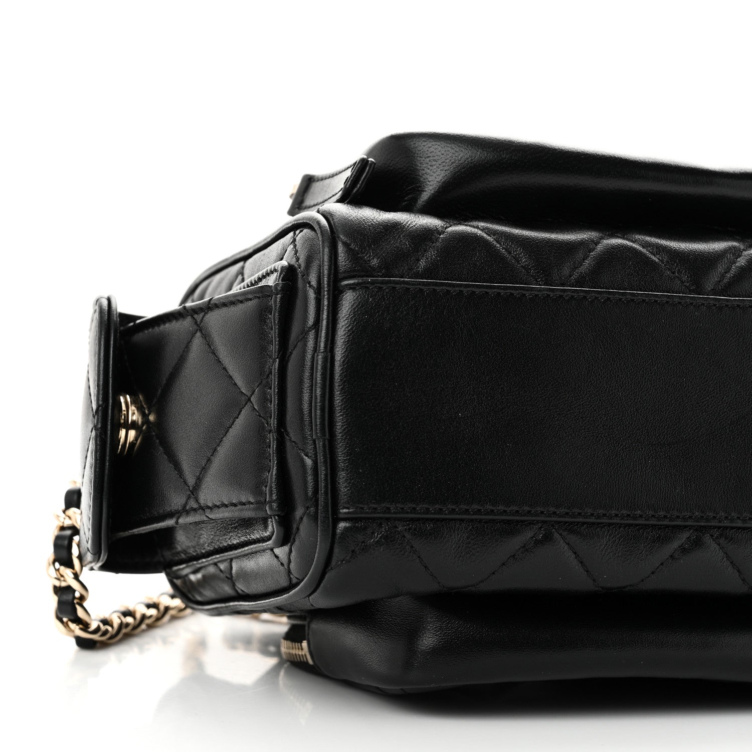 Chanel Shiny Crumpled Lambskin Quilted Small Preppy Pocket Camera Case Black 9 of 10