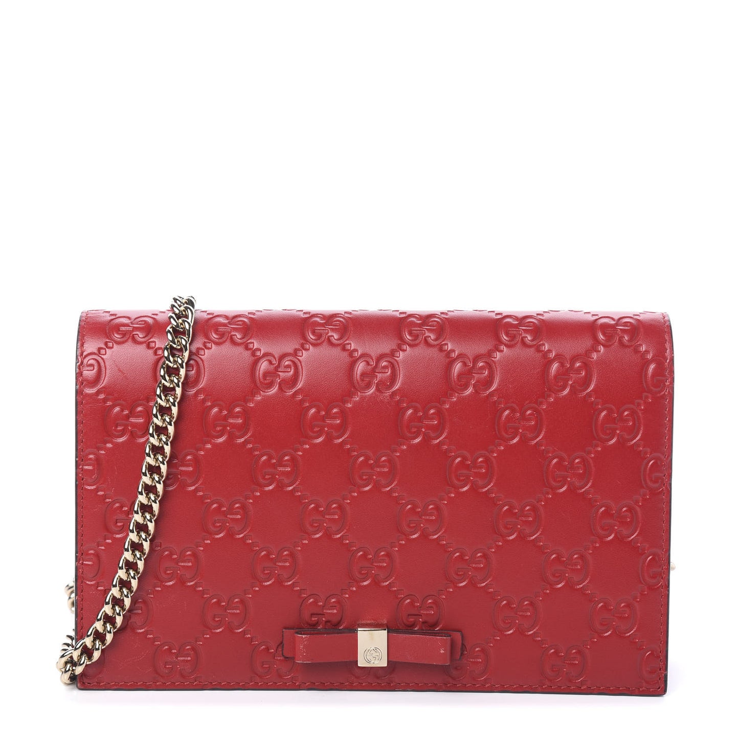 Guccissima Signature Bowy Chain Wallet Hibiscus Red