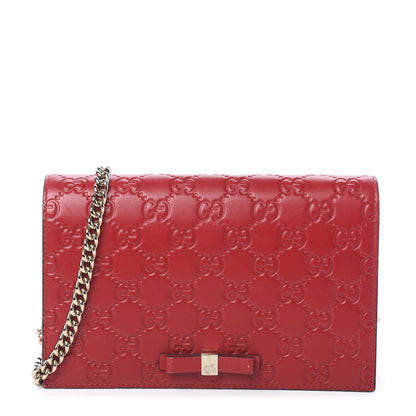 Gucci Guccissima Signature Bowy Chain Wallet Hibiscus Red 1 of 8
