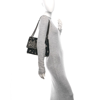 Saint Laurent Cotton Bandana Monogram Medium Niki Chain Satchel Black White 2 of 11