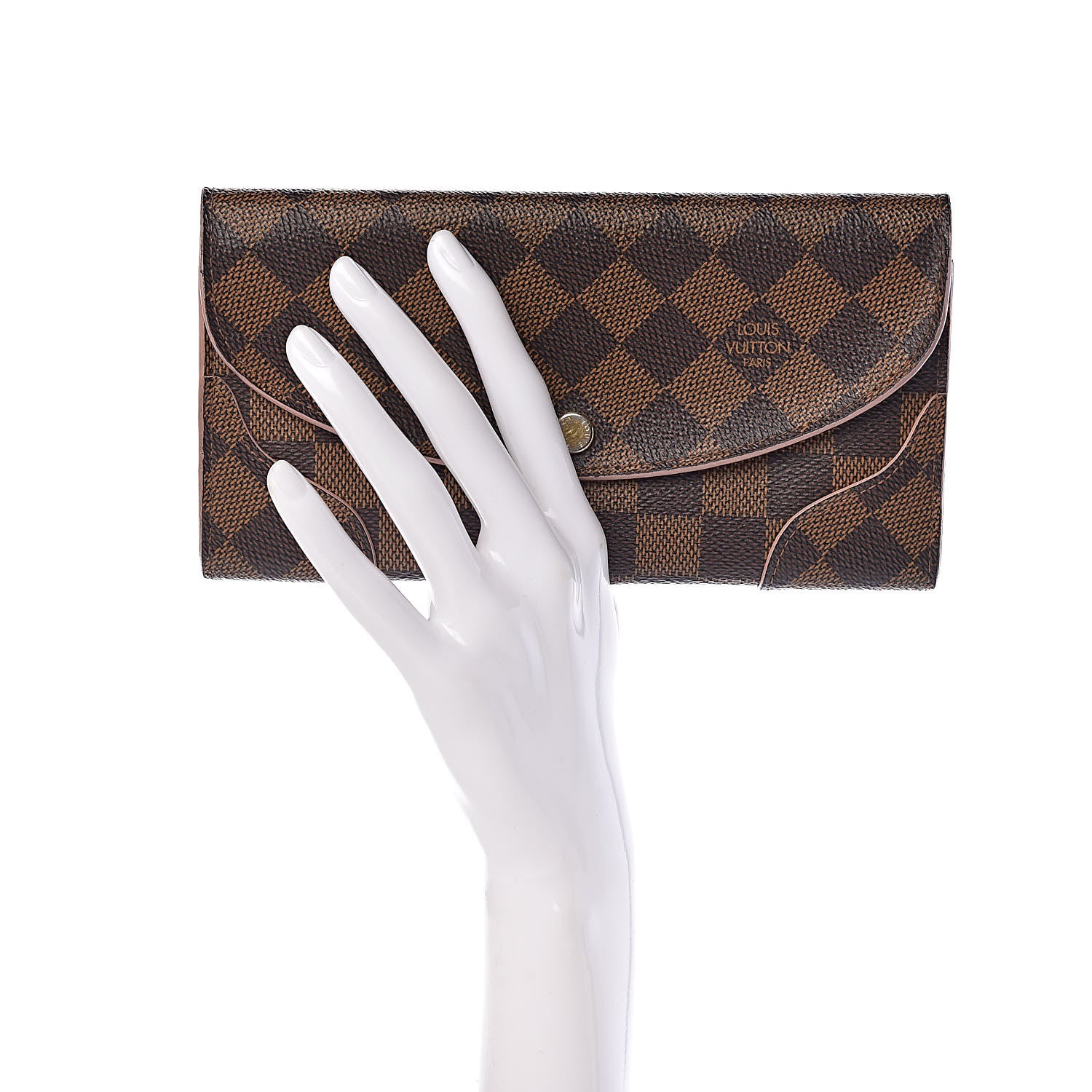 Louis Vuitton Damier Ebene Caissa Wallet Rose Ballerine 2 of 16