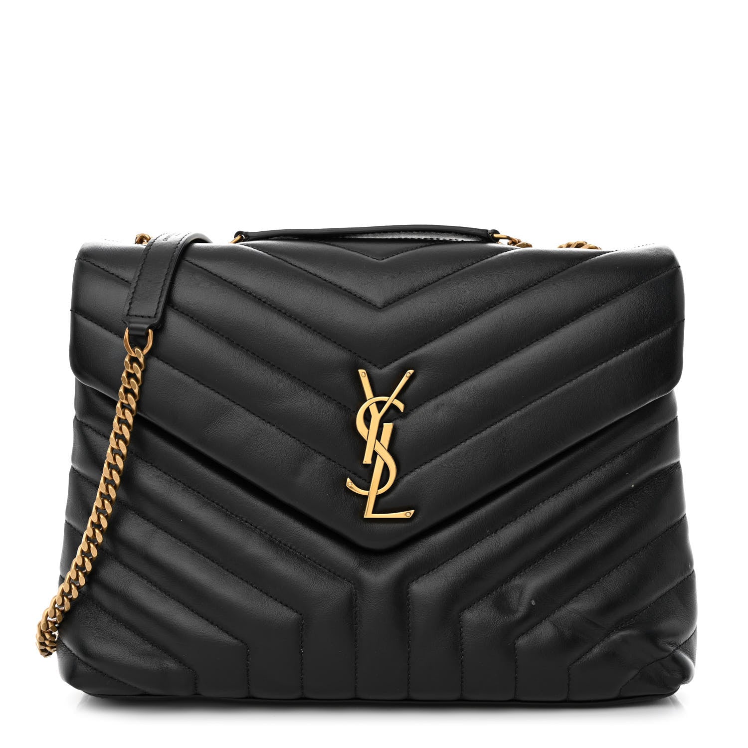 Saint Laurent Calfskin Y Quilted Monogram Medium Loulou Chain Satchel Black 1 of 13