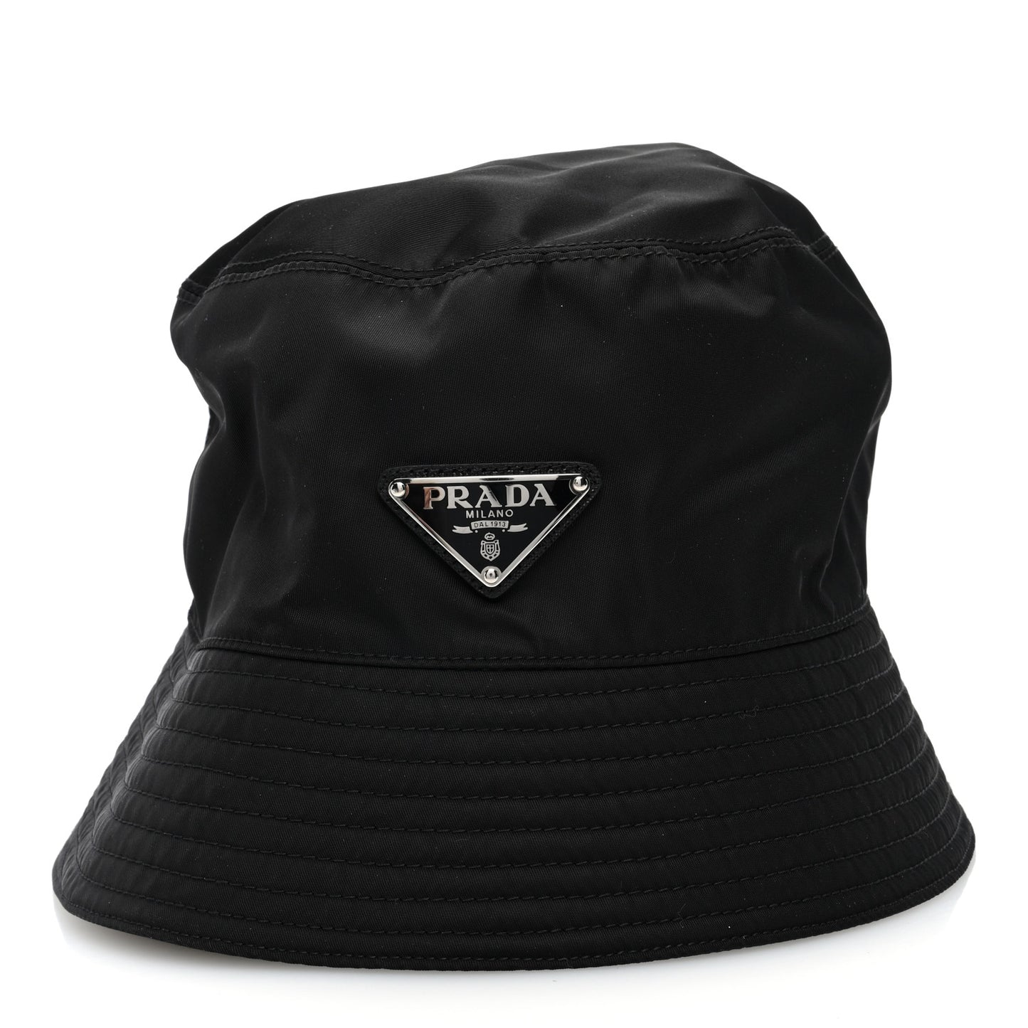 Re-Nylon Metal Triangle Logo Mens Bucket Hat L Black