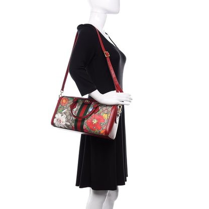 Gucci GG Supreme Monogram Flora Web Medium Ophidia Boston Red 2 of 12