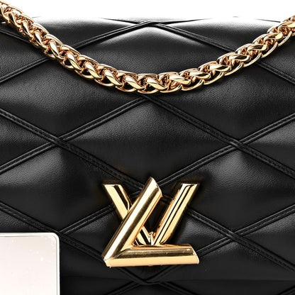 Louis Vuitton Lambskin Malletage Top Handle GO-14 MM Black 8 of 10