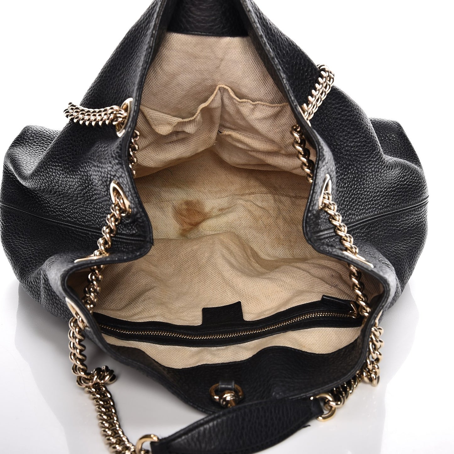 Pebbled Calfskin Medium Soho Chain Shoulder Bag Black