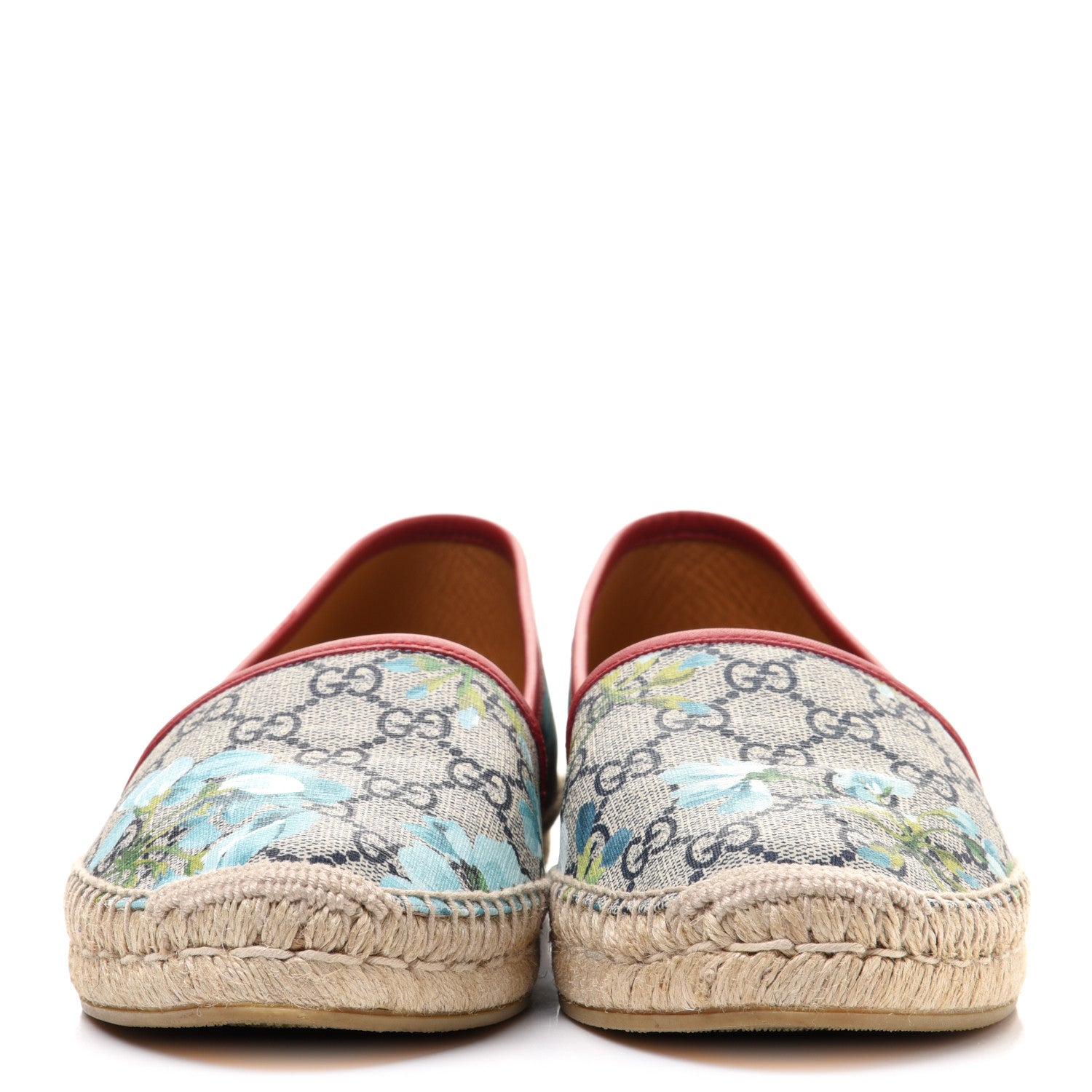 Gucci GG Supreme Monogram Blooms Espadrilles 39 Beige Blue Navy Hibiscus Red 3 of 12