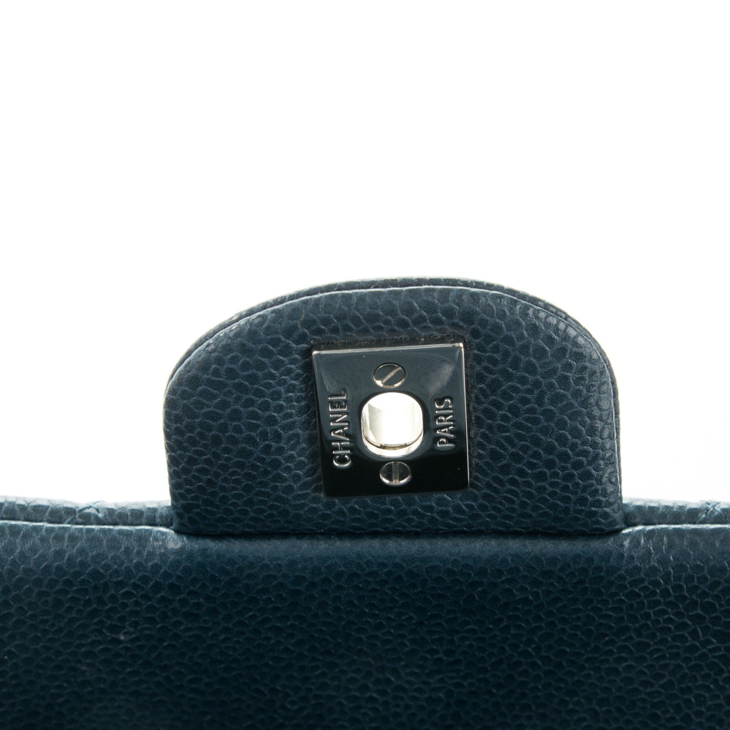 Caviar Quilted Clutch With Chain Flap Blue