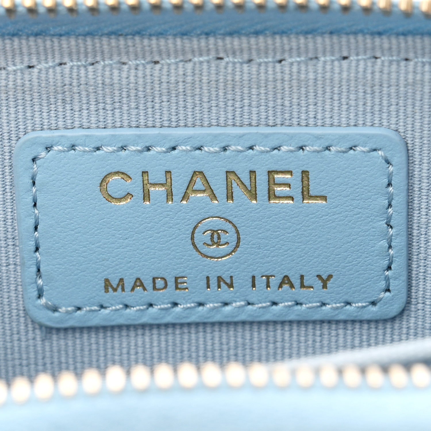 Chanel Caviar Quilted Zip Card Holder Light Blue 1920466