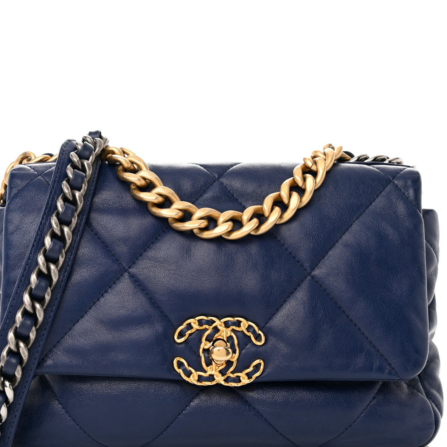 Chanel Lambskin Quilted Medium Chanel 19 Flap Navy Blue 8 of 10