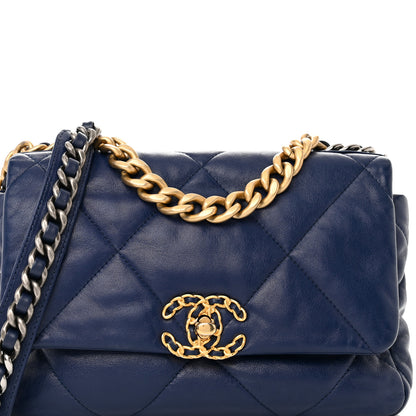 Chanel Lambskin Quilted Medium Chanel 19 Flap Navy Blue 8 of 10