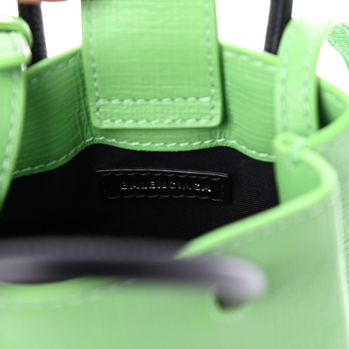 Squared Calfskin Logo Shopping Phone Holder Bag Light Green Fuchsia