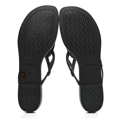 Hermes Rubber Womens Egerie Sandals 40 Black 5 of 9