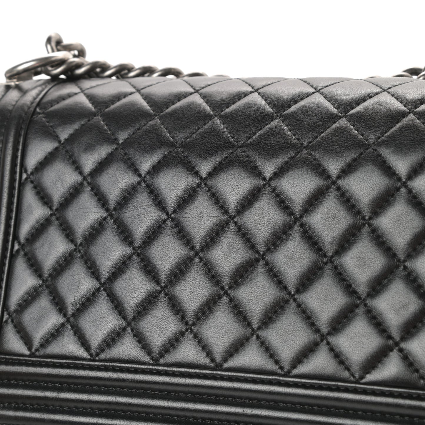 Lambskin Quilted Medium Boy Flap Black