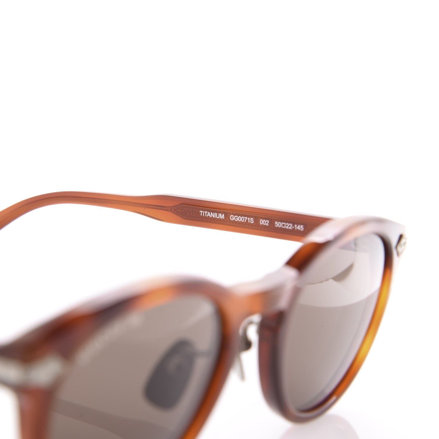 Gucci Acetate Round Metal Sunglasses GG0071S Havana 5 of 8