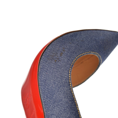 Christian Louboutin Denim Jazz Calf So Kate 120 Pumps 37.5 Blue White 12 of 22
