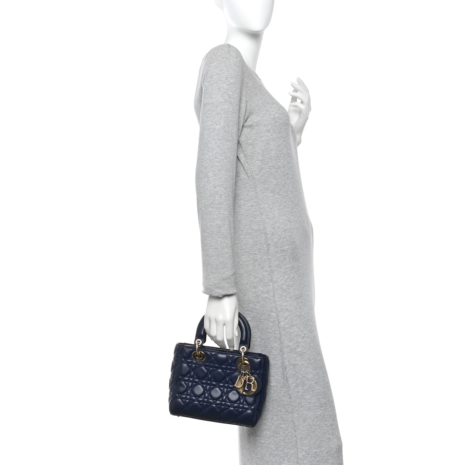 Christian Dior Lambskin Cannage Small Lucky Badges My Lady Dior Navy 2 of 10