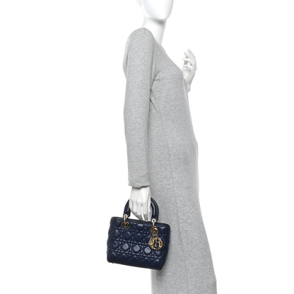 Christian Dior Lambskin Cannage Small Lucky Badges My Lady Dior Navy 2 of 10