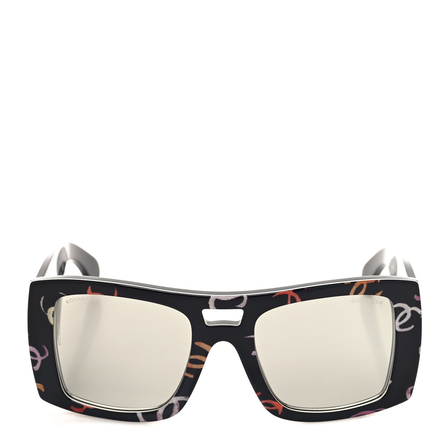 Acetate CC Logo Square Sunglasses 71628 Black Multicolor