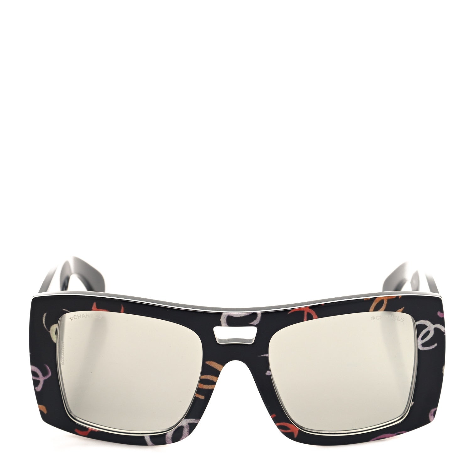 Chanel Acetate CC Logo Square Sunglasses 71628 Black Multicolor 2 of 7