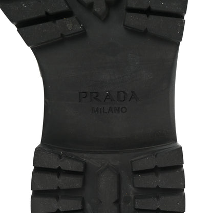 Prada Spazzolato Metal Triangle Logo Double Chocolate Loafers 39 Black 7 of 9