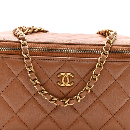 Chanel Lambskin Quilted Pearl Crush Small Vanity Case With Chain Beige 9 of 11