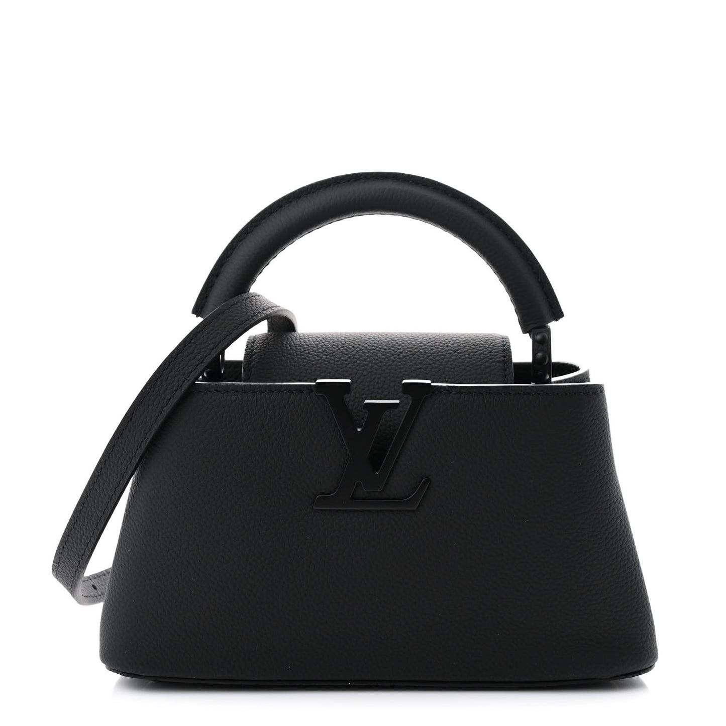 Matte Taurillon Capucines East West Mini All Black