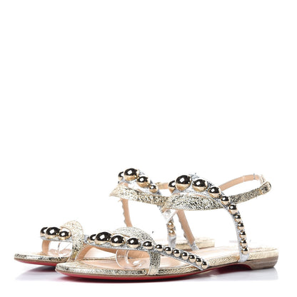 Christian Louboutin Specchio Vintage Galeria Flat Sandals 38.5 Platine Light Gold 3 of 9