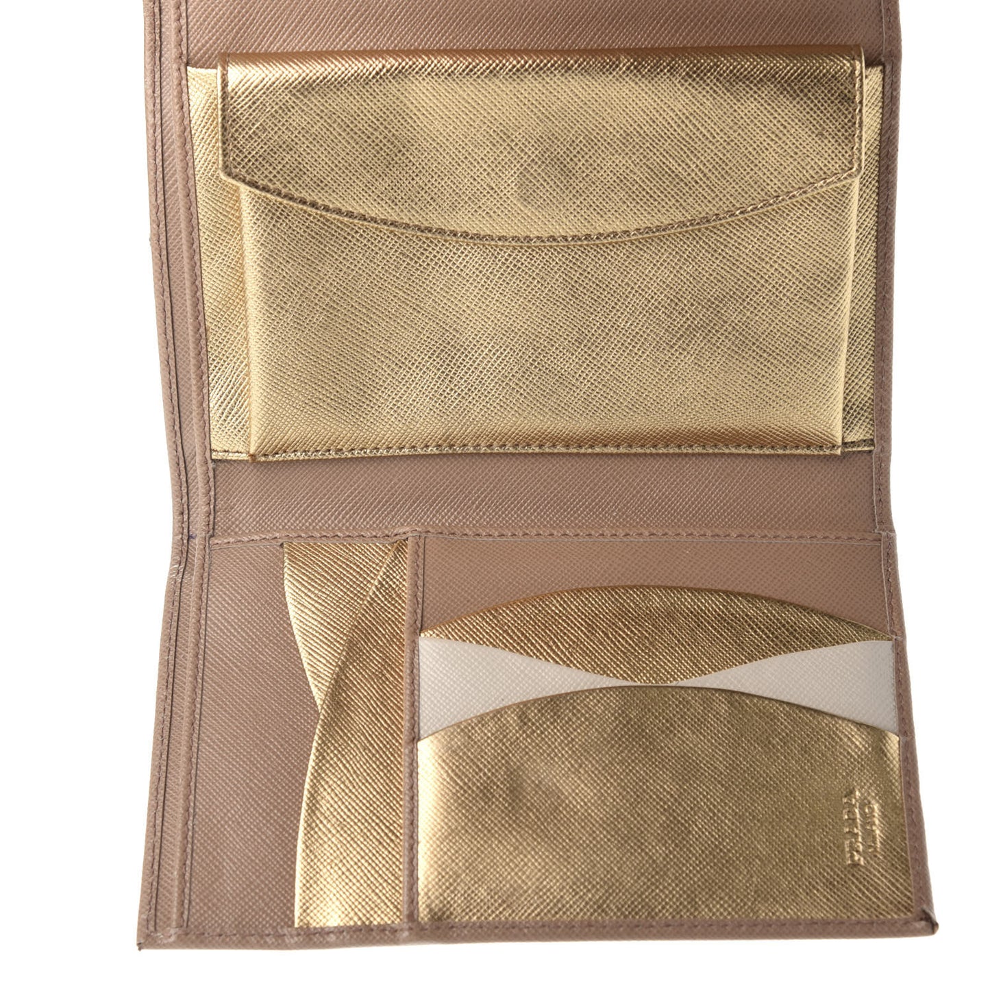 Saffiano French Flap Compact Wallet Cammeo