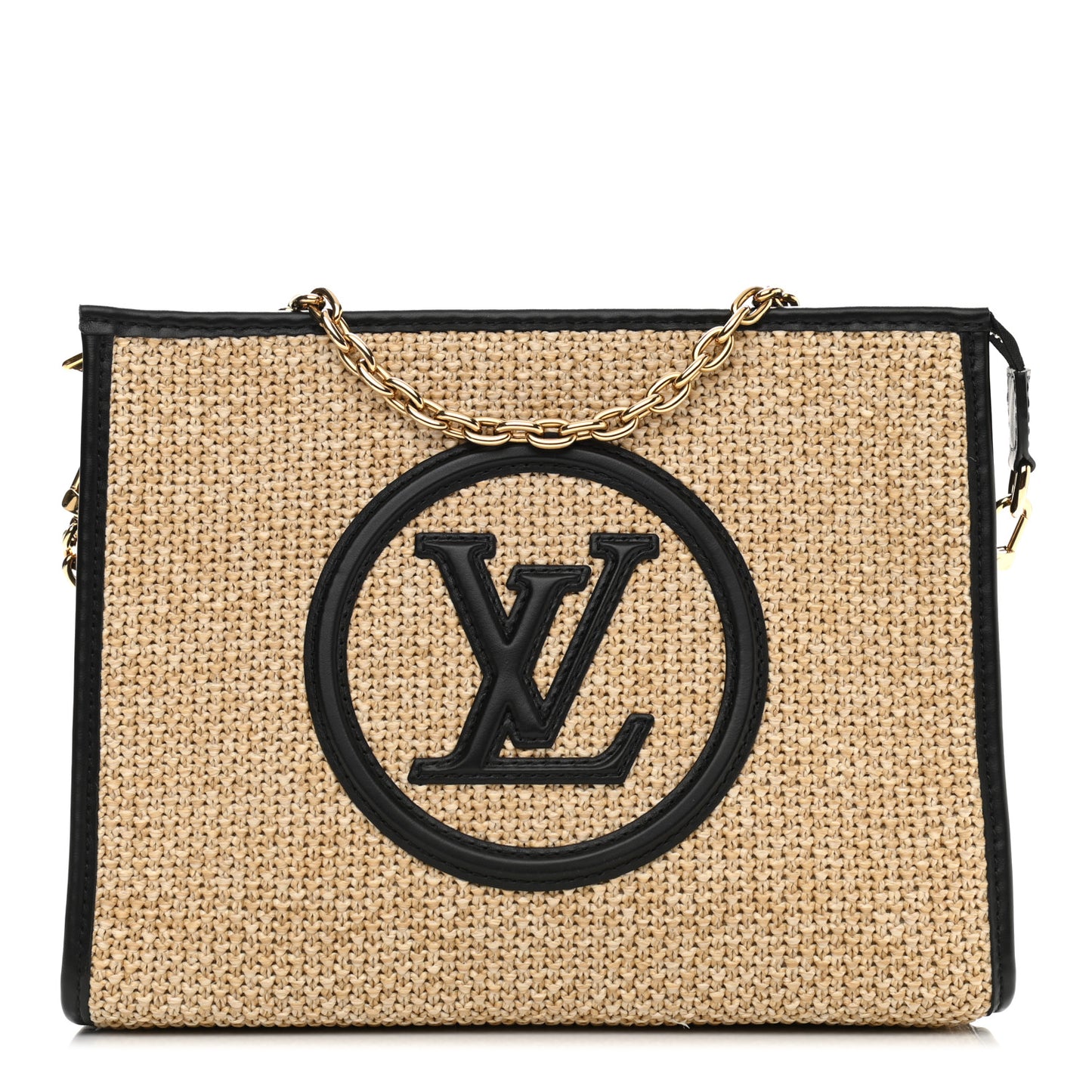 Raffia Calfskin Monogram Giant Pouch
