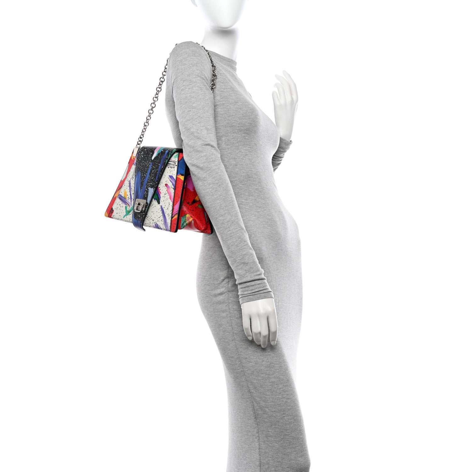 Louis Vuitton Calfskin Splash Print Trapeze Black White Red 2 of 12