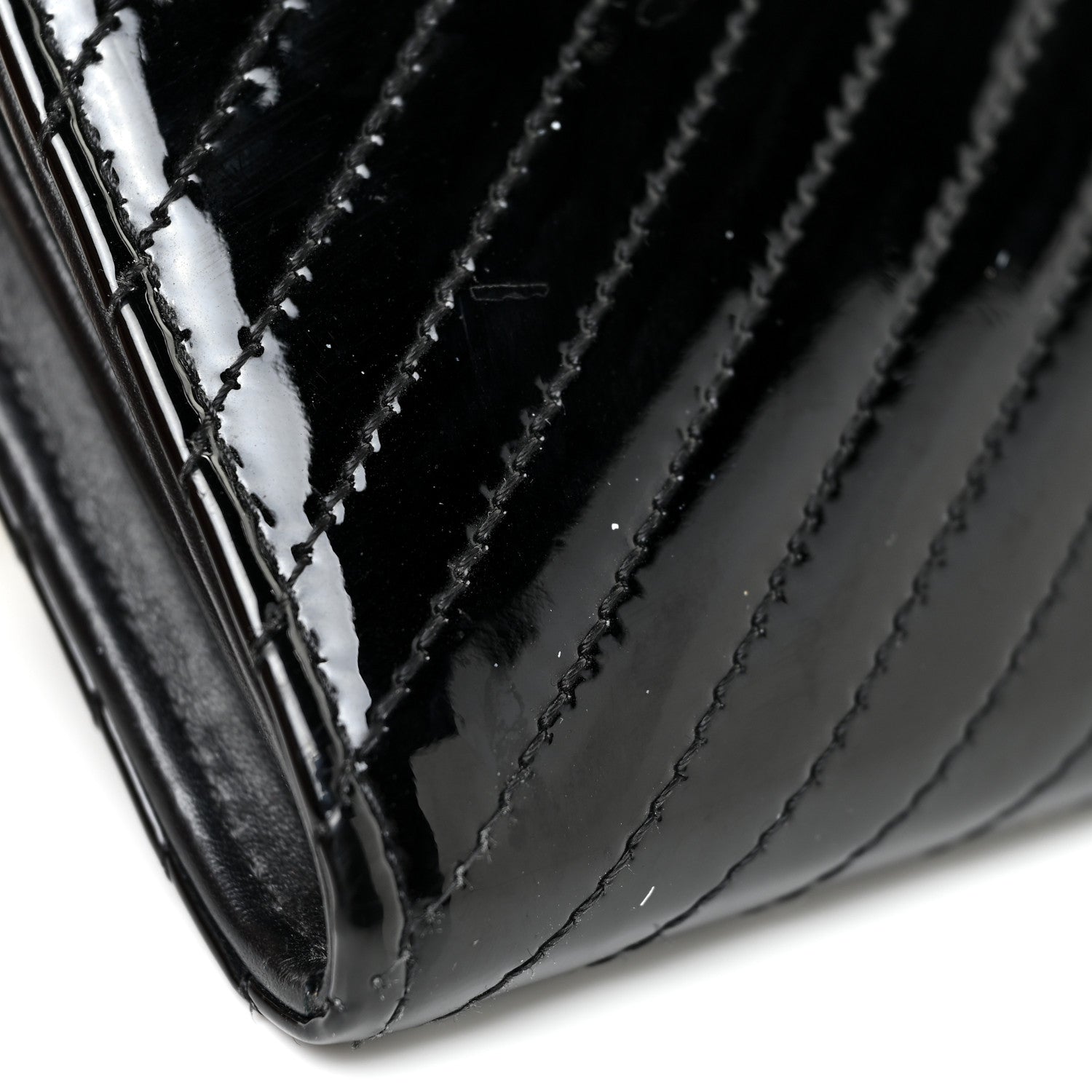 Chanel Patent Chevron Quilted Large Gusset Flap Wallet Black 18 of 21