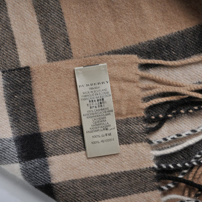 Burberry Cashmere Giant Check Fringe Scarf Camel 4 of 6