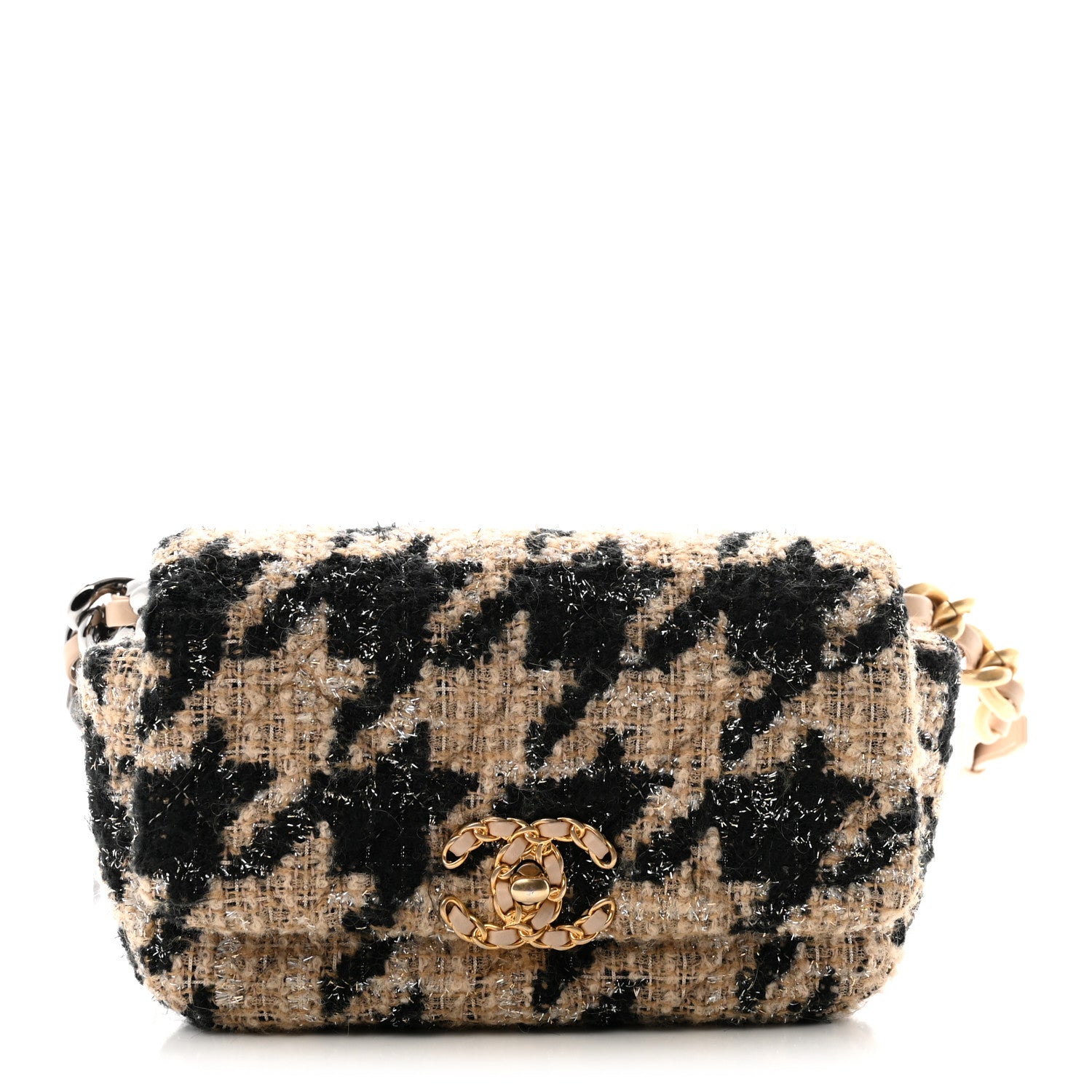 Chanel Tweed Quilted Chanel 19 Waist Bag Beige Black 1 of 9