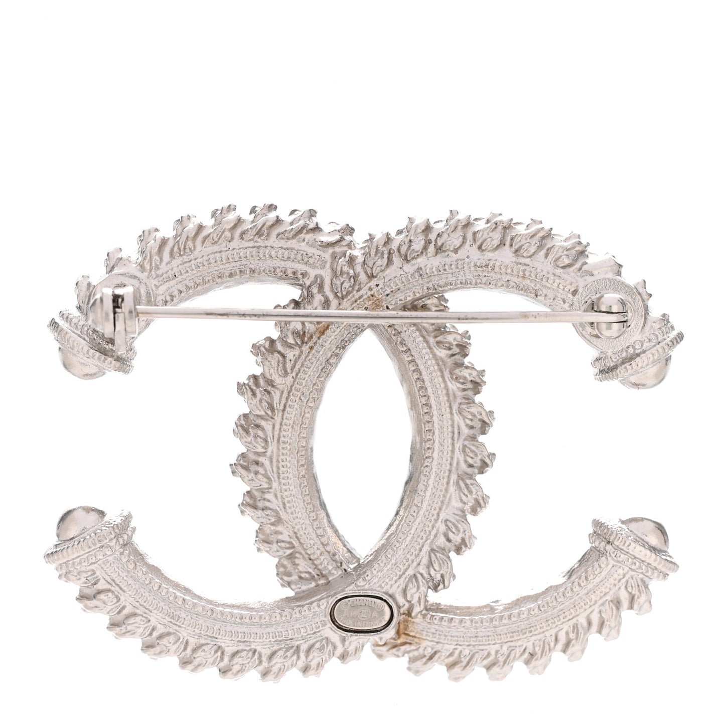 Textured CC Brooch Silver