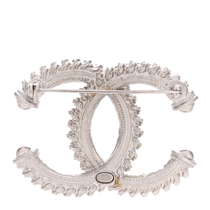 Chanel Textured CC Brooch Silver 3 of 5