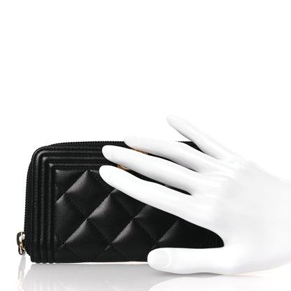 Chanel Lambskin Quilted Small Boy Zip Around Wallet Black 2 of 10
