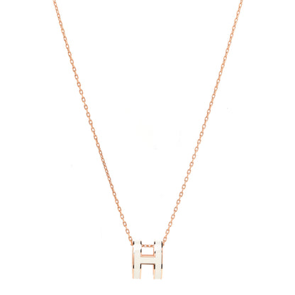 Hermes Lacquered Rose Gold Pop H Pendant Necklace White 1 of 8