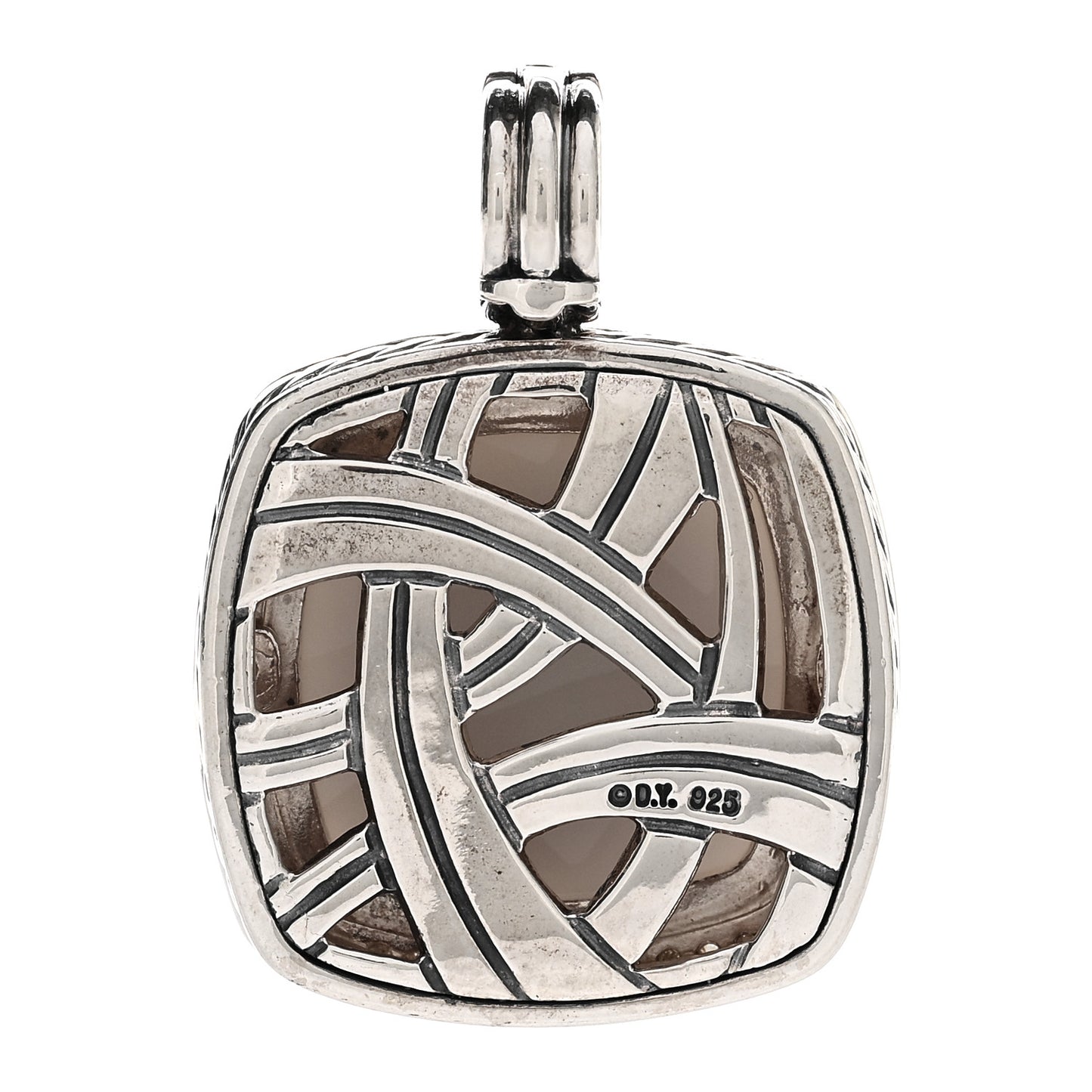Sterling Silver Diamond White Agate 19mm Albion Enhancer Pendant
