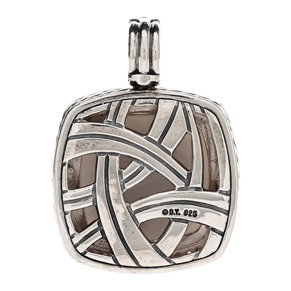 David Yurman Sterling Silver Diamond White Agate 19mm Albion Enhancer Pendant 3 of 3