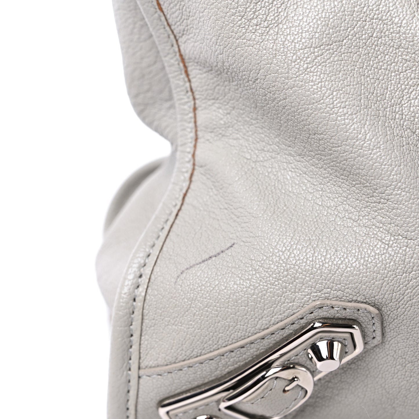 Chevre Silver Metallic Edge Hardware City Gris Glace