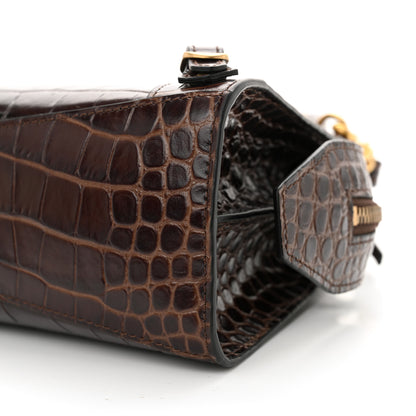 Balenciaga Semi Shiny Calfskin Crocodile Embossed Neo Classic Gold Hardware Mini City Dark Brown 10 of 10